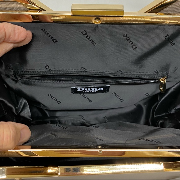 Dune London Purse Bag Satchel w/2Handles Beige w/Gold Accents Detachable Strap - Picture 10 of 16